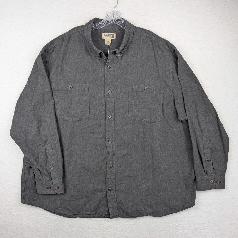 Duluth Trading Co Shirt Men's 3XL Free Swingin Flannel Relaxed Fit Charcoal Gray